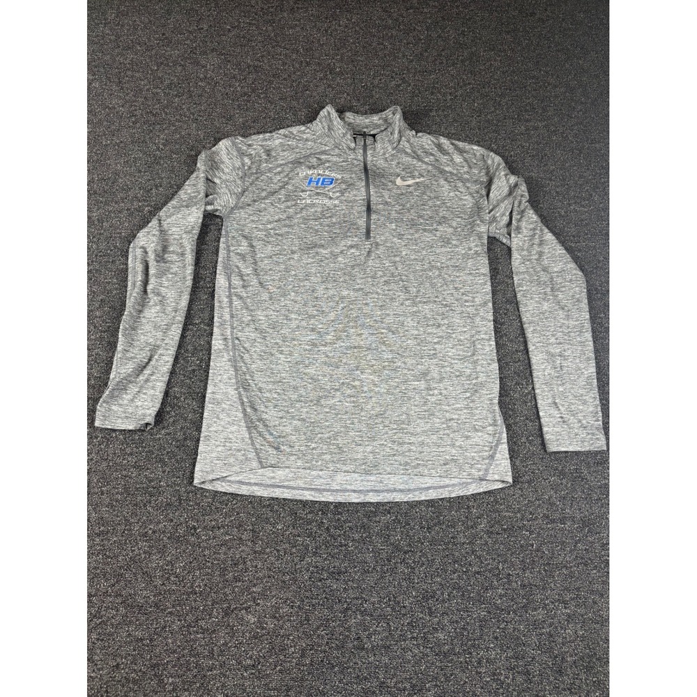 Nike Running Dri-FIT Mens Medium‎ Gray Heather 1/4 Zip Lacrosse Pullover Top